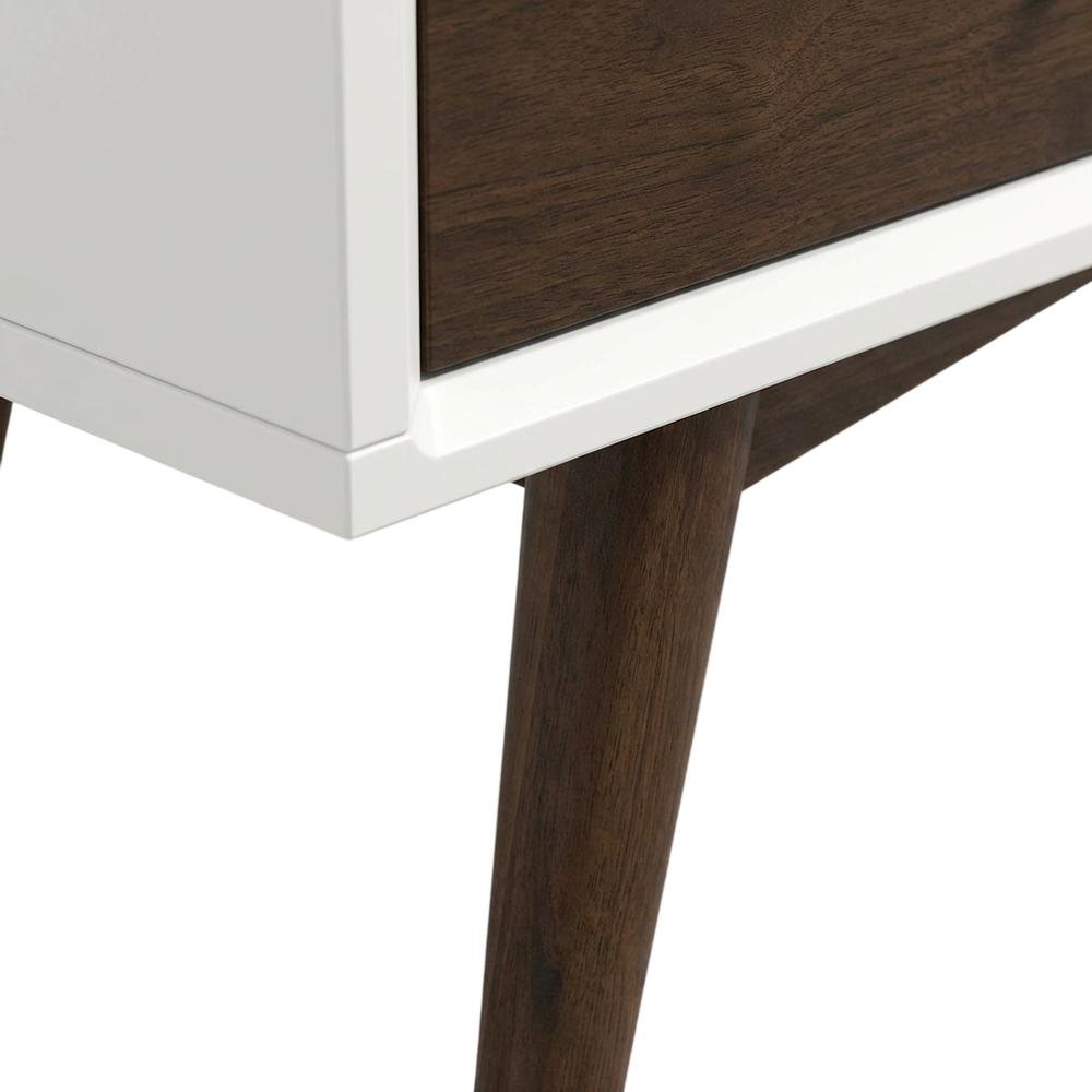 White Walnut TV Stand, Up to 72 Inches, Wood Construction, Modern Style