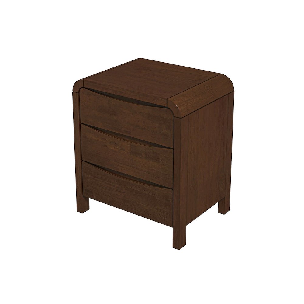 Solid Wood 2-Drawer Nightstand in Brown, Mid Century Modern Nightstand