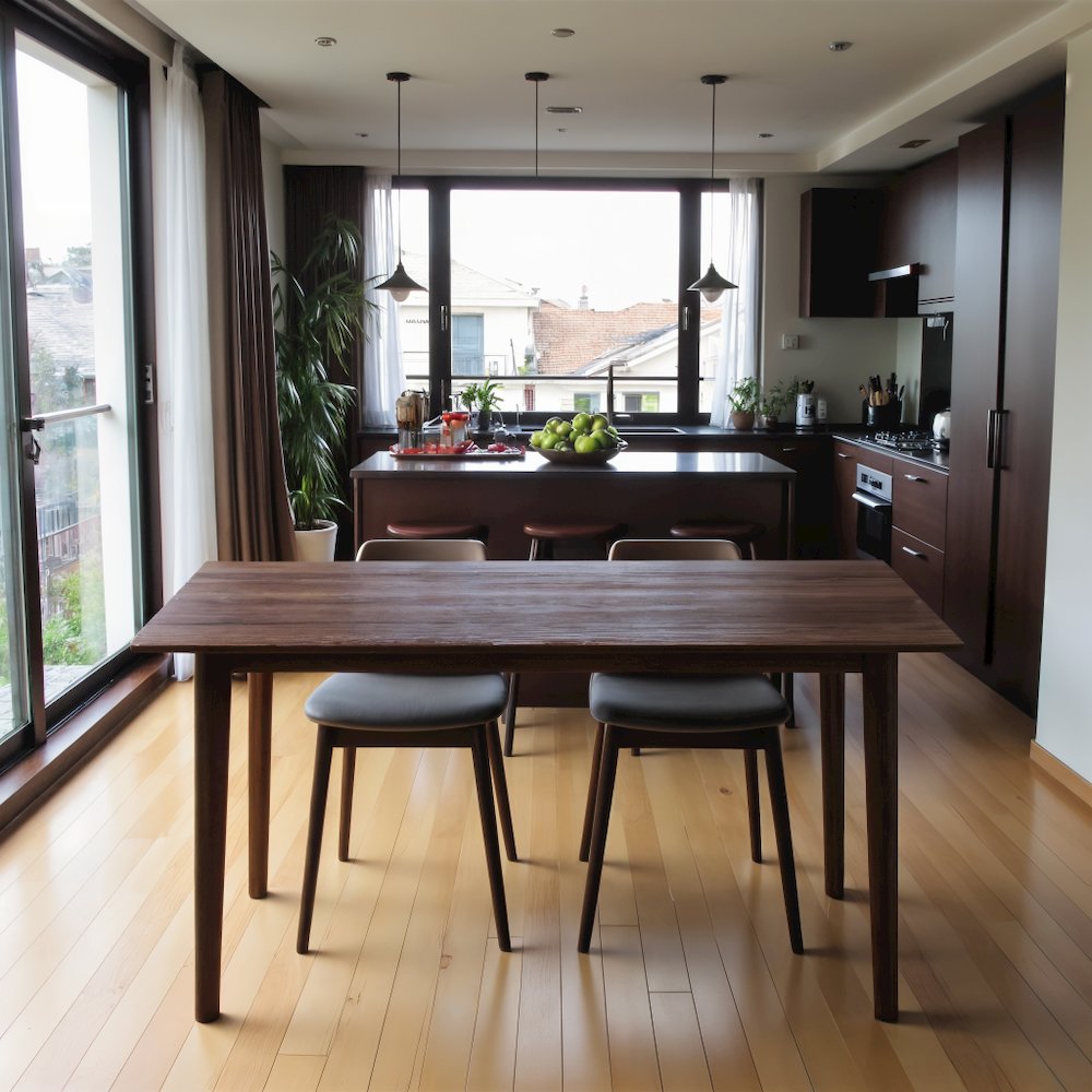 Solid Wood Dining Table in Brown, Elegant Dining Room Table for Kitchen