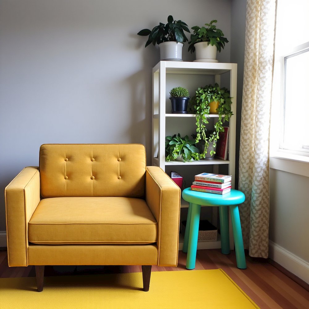 Yellow Velvet Lounge Chair with Solid Wood Frame, Perfect Accent Chair