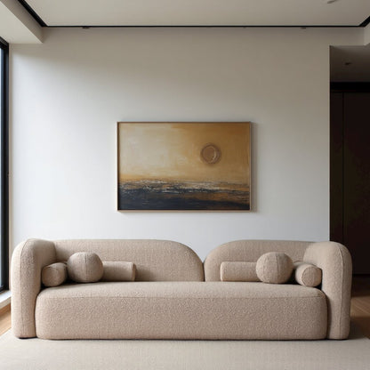 Beige Cloud Sofa, Comfy Couch with Solid Wood Frame and Boucle Upholstery