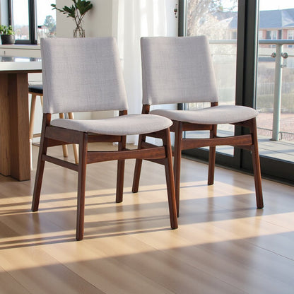 Set of 2 Light Gray Fabric Dining Chairs for Dining Room and Kitchen