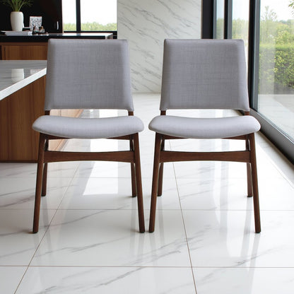 Set of 2 Light Gray Fabric Dining Chairs for Dining Room and Kitchen
