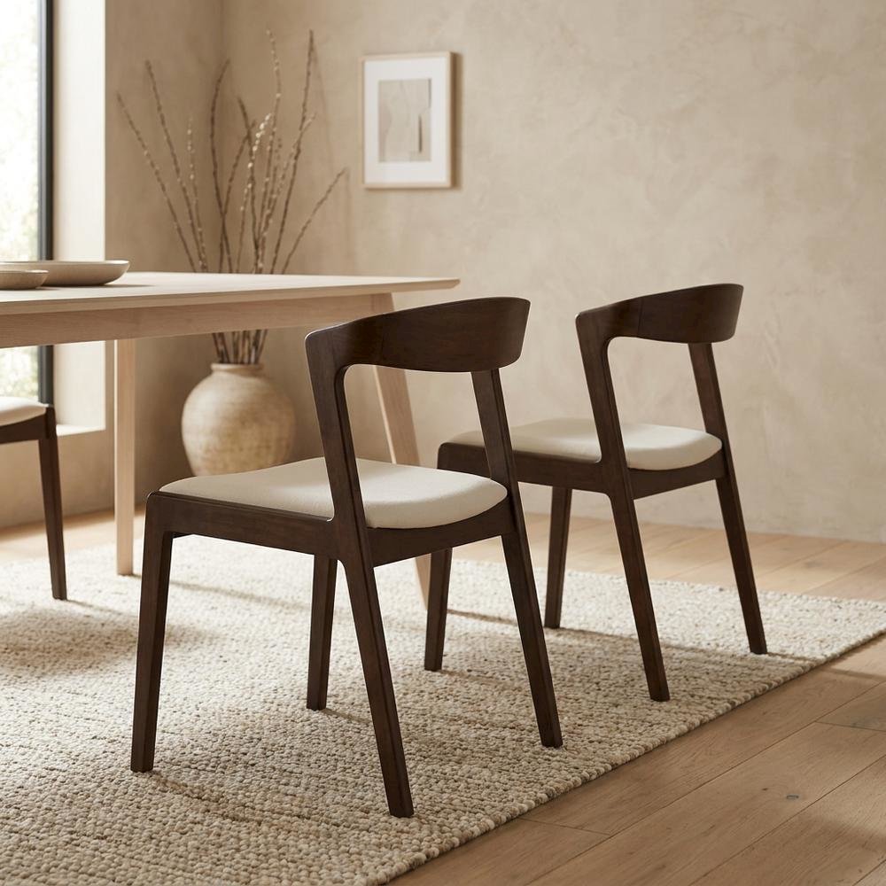 Velvet-Upholstered Solid Wood Dining Chairs, Blue, Dark Yellow, Cream, Set of 2