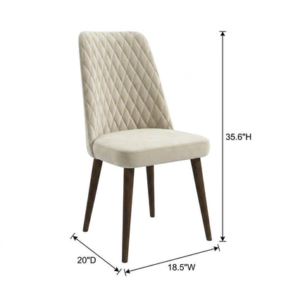 Velvet Mid-Century Modern Dining Chairs with Walnut Legs, Beige, Set of 2