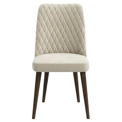Velvet Mid-Century Modern Dining Chairs with Walnut Legs, Beige, Set of 2