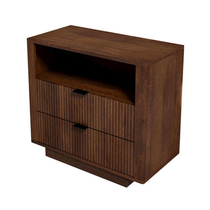 Mid Century Modern Walnut Side Table, Brown Solid Wood, Small Sofa Table
