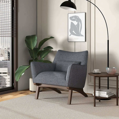 Brayden Mid Century Modern Sea Side Grey Linen Armchair