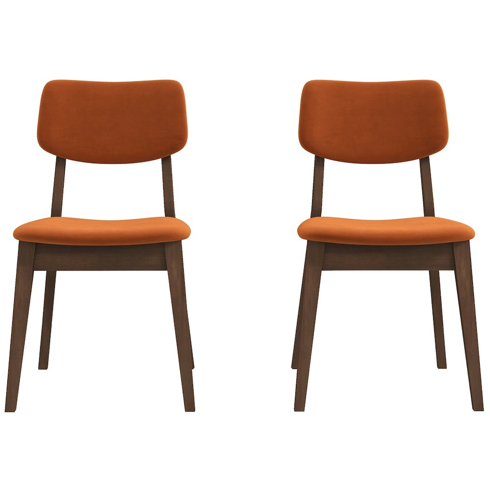 Carlos Burnt Orange Velvet Solid Back Side Chair (Set Of 2)