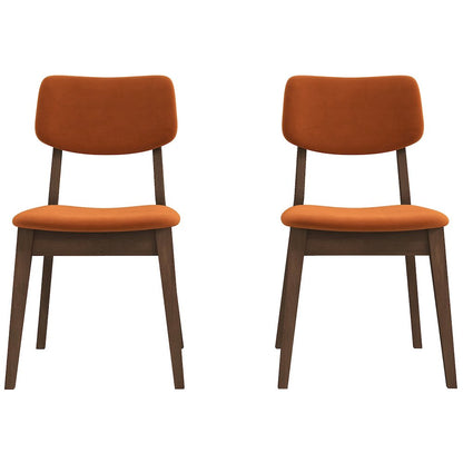 Carlos Burnt Orange Velvet Solid Back Side Chair (Set Of 2)