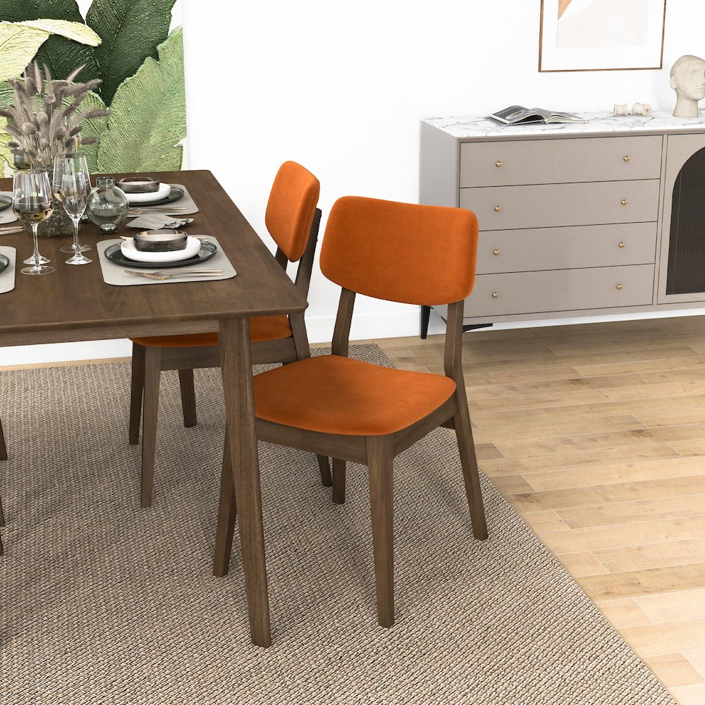 Carlos Burnt Orange Velvet Solid Back Side Chair (Set Of 2)