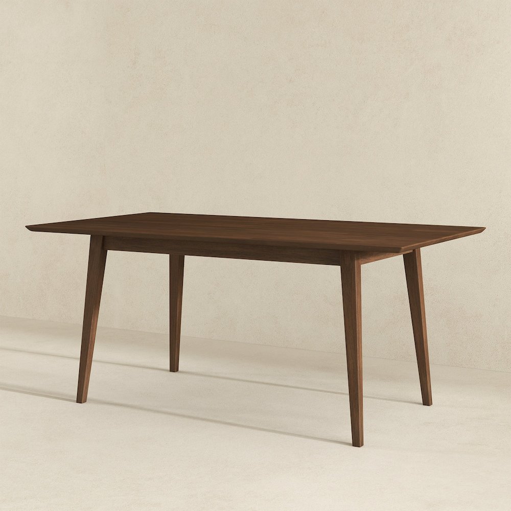 Levi Modern Style Solid Wood Rectangular Walnut Top Dining Table 63"
