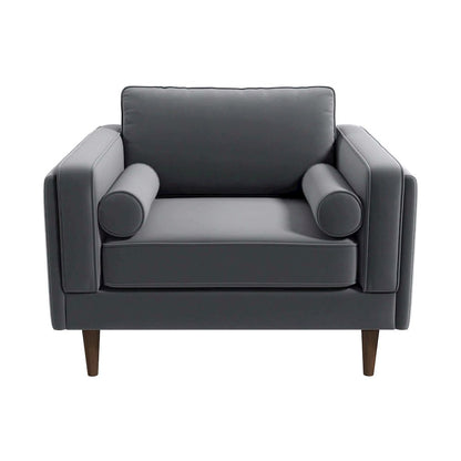 Gray Velvet Accent Chair with Solid Wood Frame, Ideal Living Room Seating