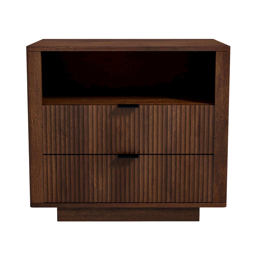 Mid Century Modern Walnut Side Table, Brown Solid Wood, Small Sofa Table