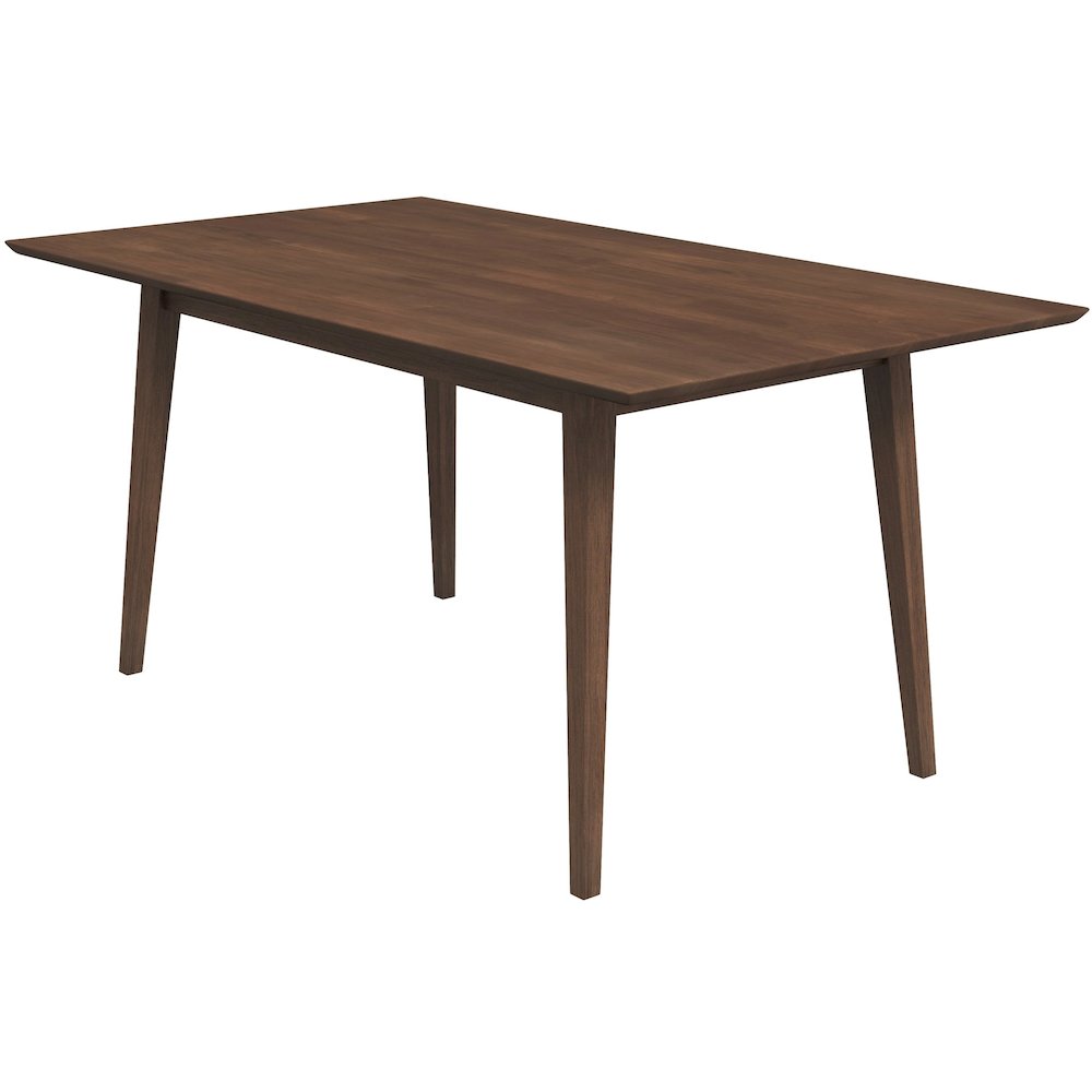 Modern Solid Wood Rectangular Dining Table with Walnut Legs, Brown