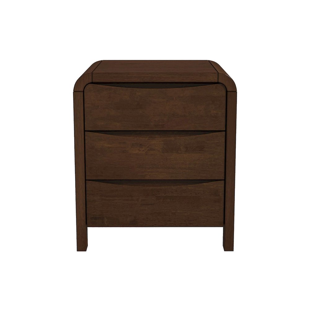 Solid Wood 2-Drawer Nightstand in Brown, Mid Century Modern Nightstand