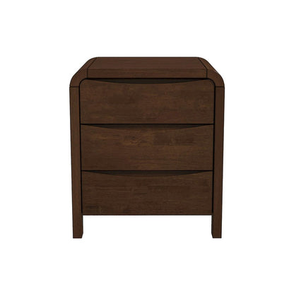 Solid Wood 2-Drawer Nightstand in Brown, Mid Century Modern Nightstand