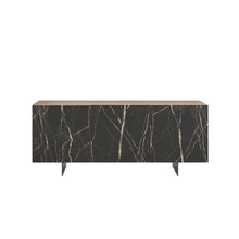 Totem Buffet In Walnut - Black Marbled Porcelain With Storage