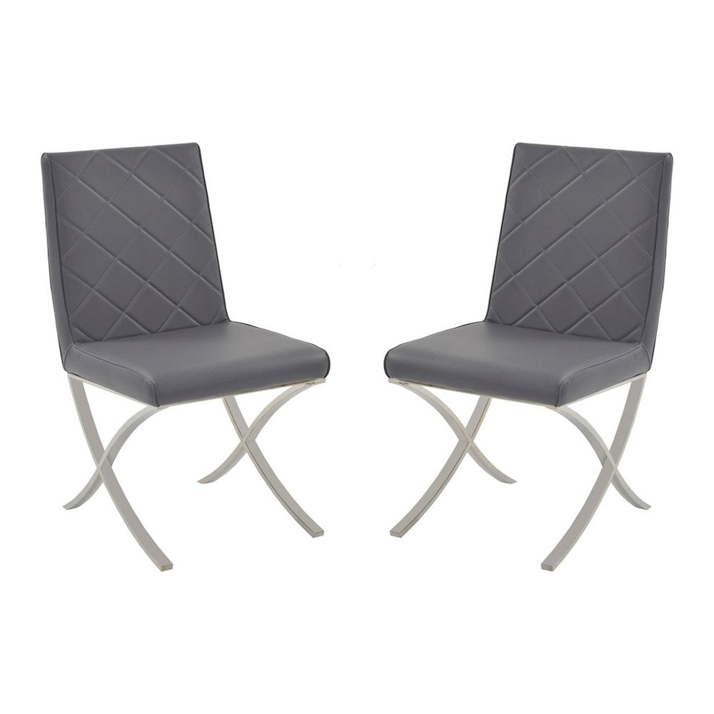 Loft Set Of 2 Dining Chair In Gray Pu Leather