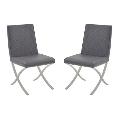 Loft Set Of 2 Dining Chair In Gray Pu Leather