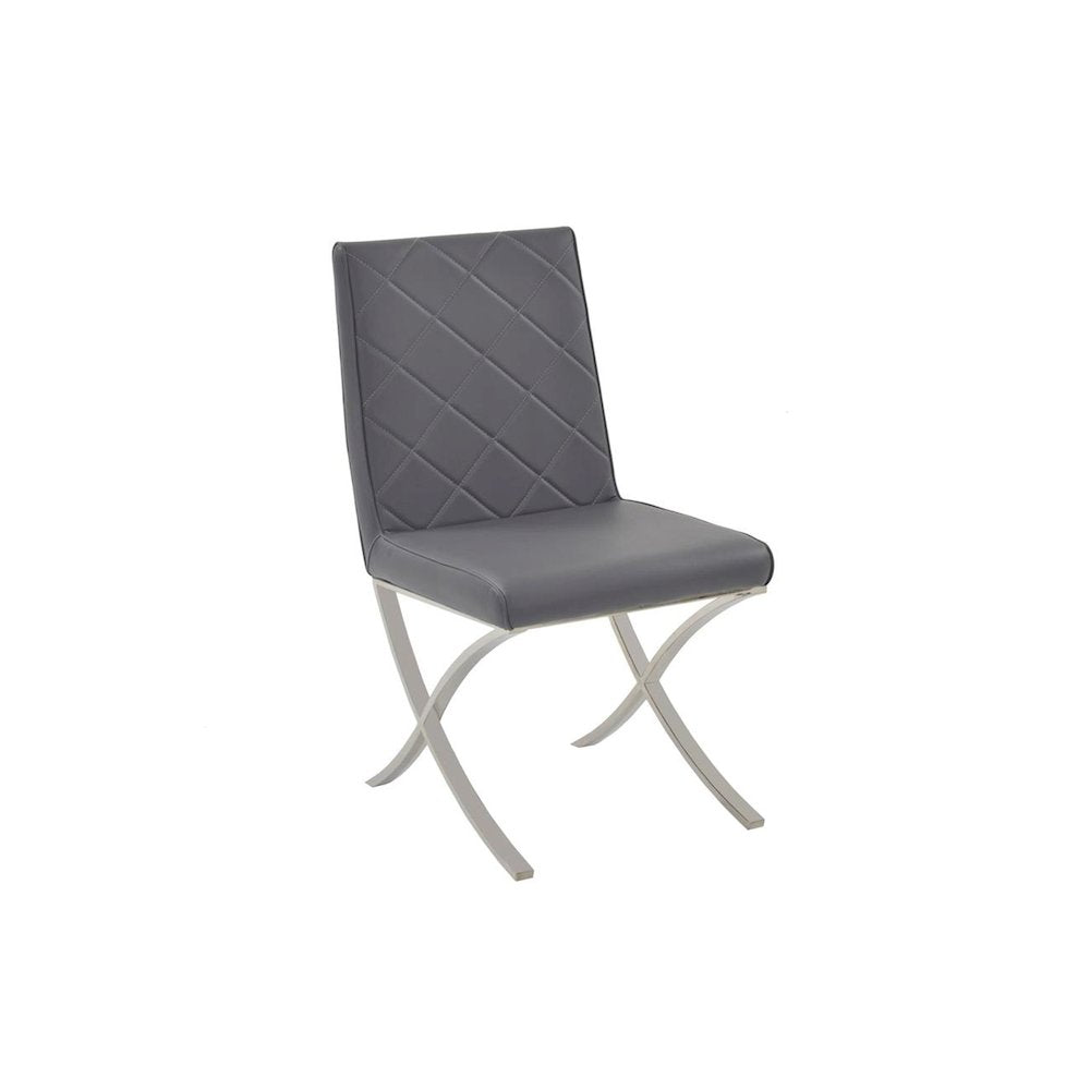 Loft Set Of 2 Dining Chair In Gray Pu Leather
