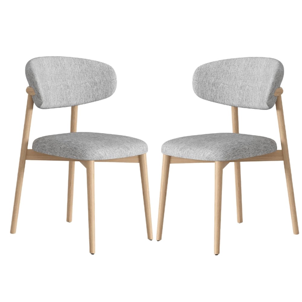 Andrea Set Of 2 Dining Chair In Beige Linen Fabric