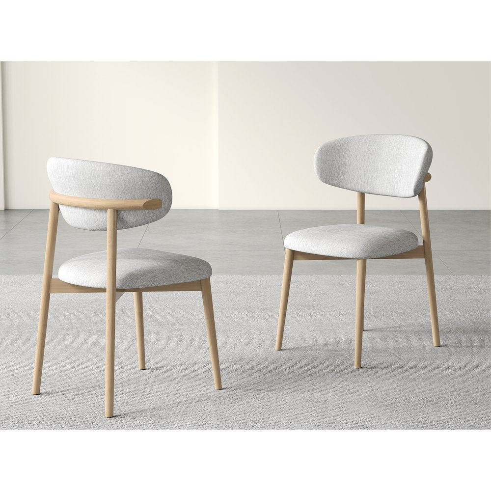 Andrea Set Of 2 Dining Chair In Beige Linen Fabric
