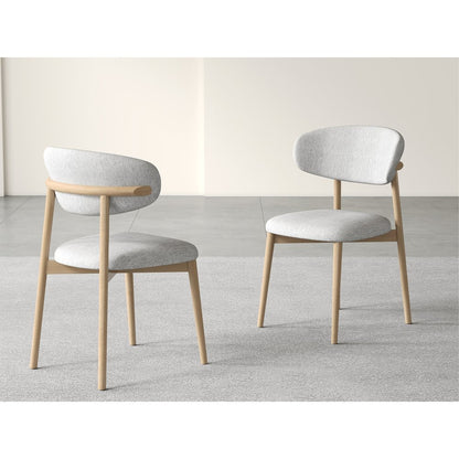 Andrea Set Of 2 Dining Chair In Beige Linen Fabric