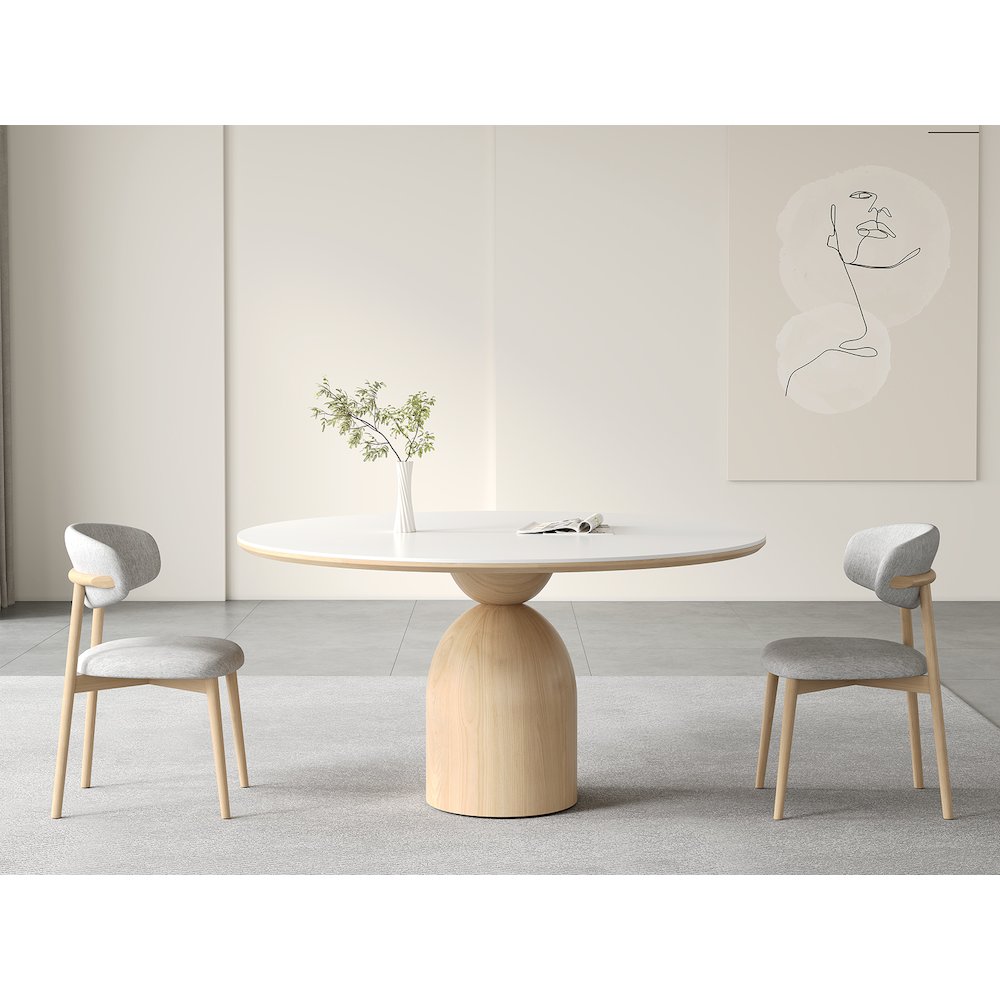 Andrea Set Of 2 Dining Chair In Beige Linen Fabric