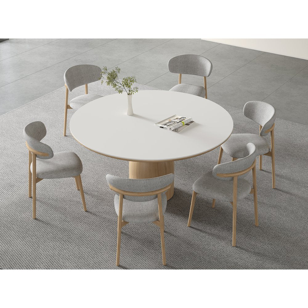 Andrea Set Of 2 Dining Chair In Beige Linen Fabric