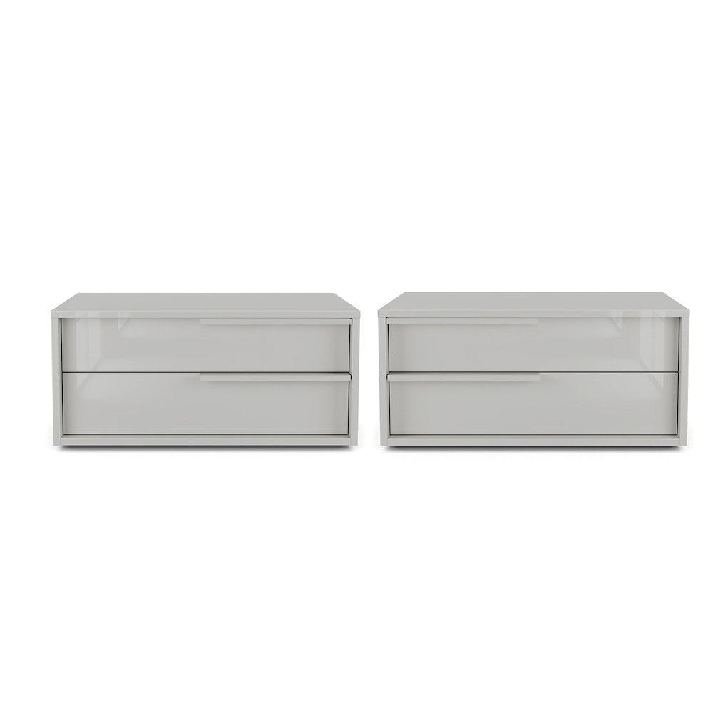 Alessio Set 2 nightstand in taupe high gloss