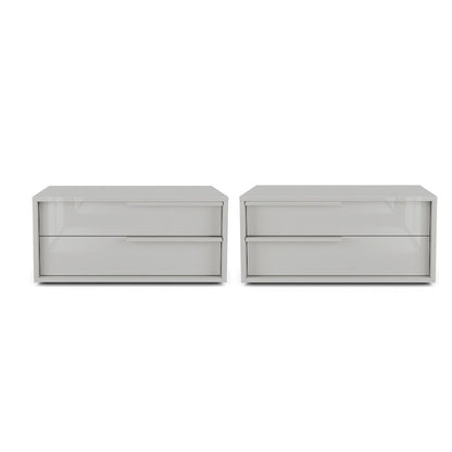 Alessio Set 2 nightstand in taupe high gloss