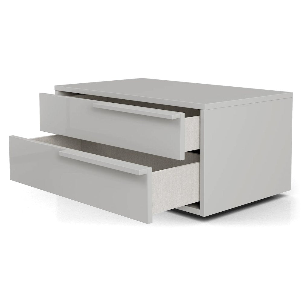 Alessio Set 2 nightstand in taupe high gloss