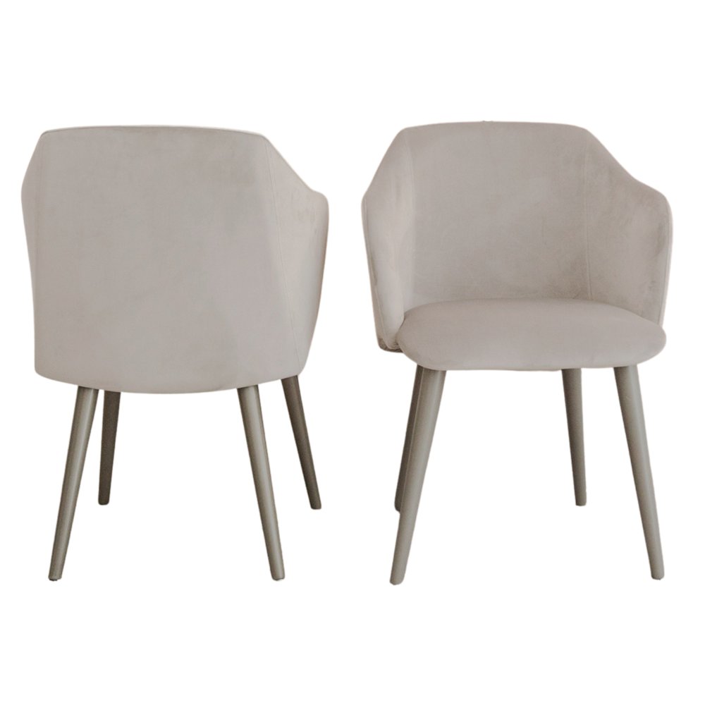 Monroe Set Of 2 Dining Chair In Gray Velvet Fabric