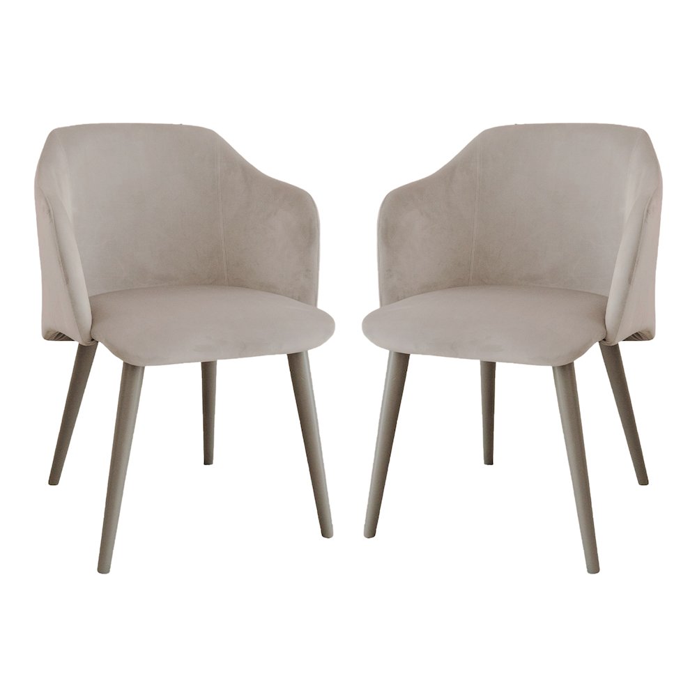 Monroe Set Of 2 Dining Chair In Gray Velvet Fabric