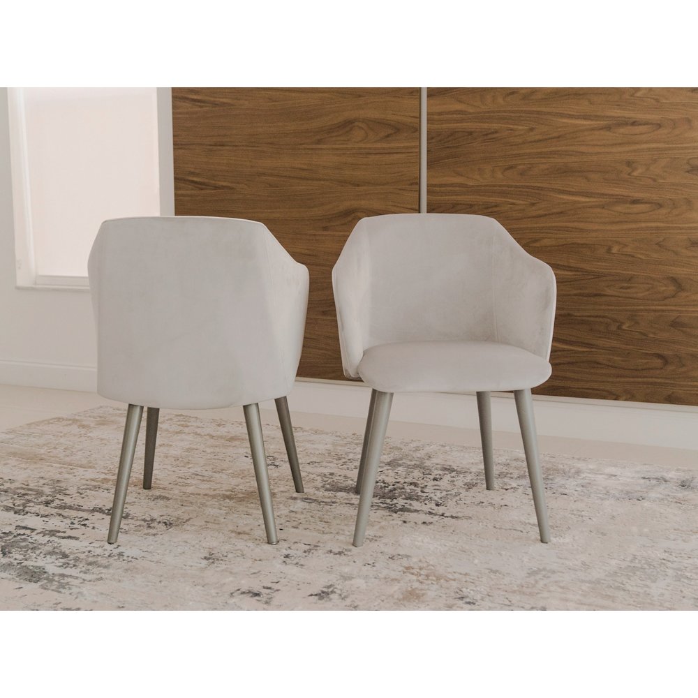Monroe Set Of 2 Dining Chair In Gray Velvet Fabric