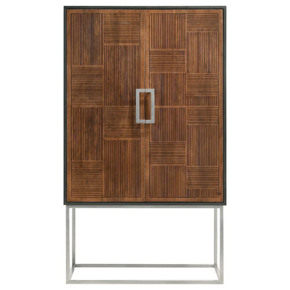 Wine Cabinet with Storage, Bar Cabinet, Mini Bar, Walnut & Black Design