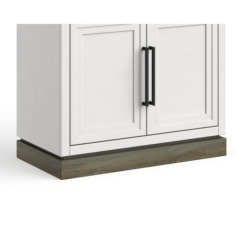Nora 82 inch High Pier Bookcase, Jasmine White and Barnwood Finish