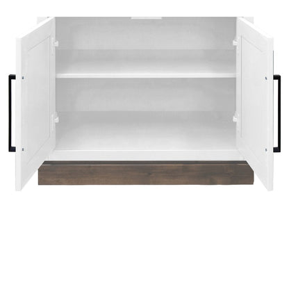 Nora 82 inch High Pier Bookcase, Jasmine White and Barnwood Finish
