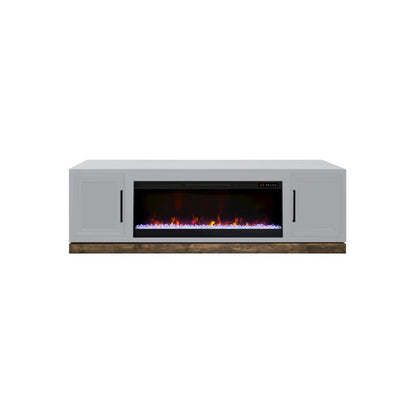 Nora 81in Fireplace TV Stand, for TVs up to 90in,Jasmine White & Barnwood Finish