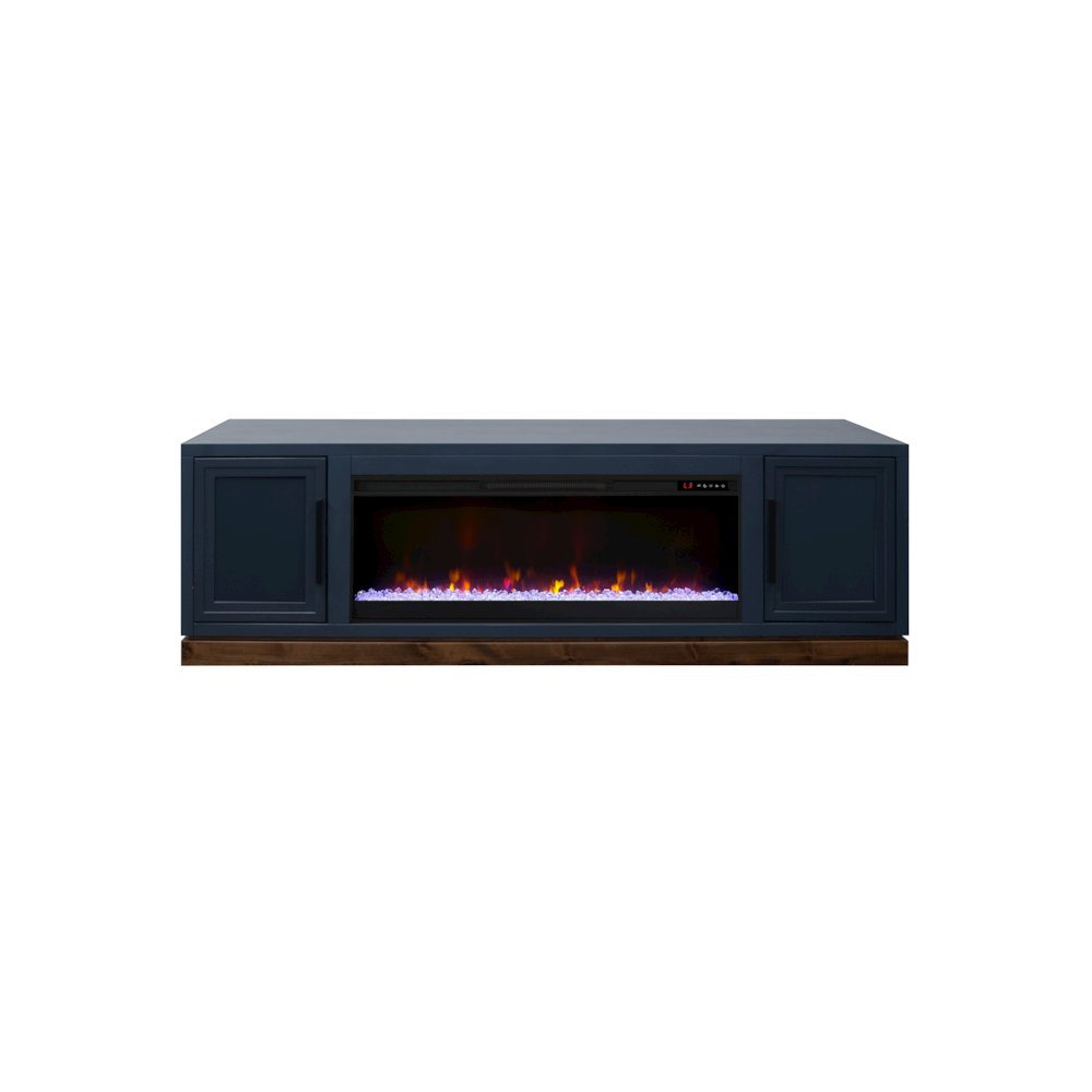 Nora 81in Fireplace TV Stand, for TVs up to 90in, Blue Denim and Whiskey Finish