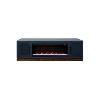 Nora 81in Fireplace TV Stand, for TVs up to 90in, Blue Denim and Whiskey Finish