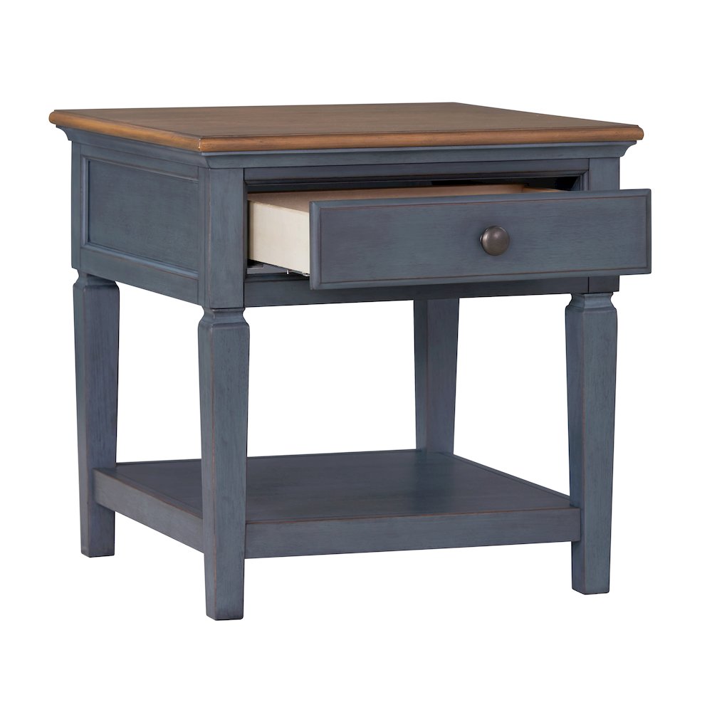 Americana 24 inch End Table, No Assembly Required, Corduroy Blue Finish