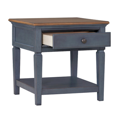 Americana 24 inch End Table, No Assembly Required, Corduroy Blue Finish