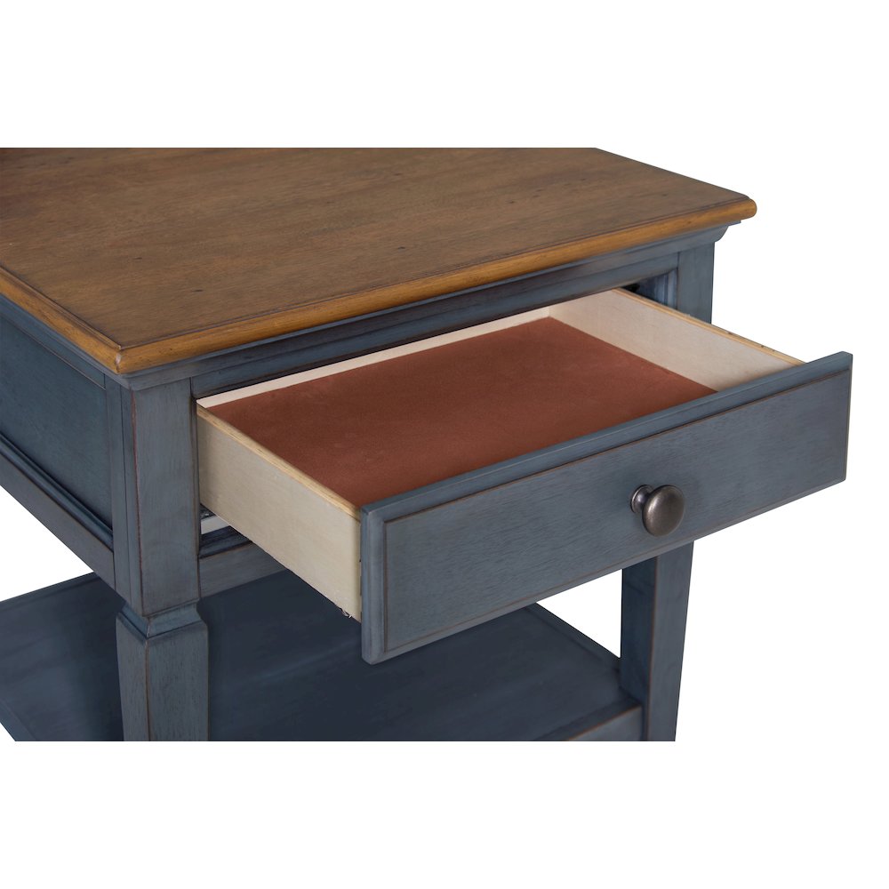 Americana 24 inch End Table, No Assembly Required, Corduroy Blue Finish