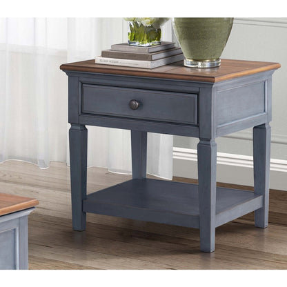Americana 24 inch End Table, No Assembly Required, Corduroy Blue Finish