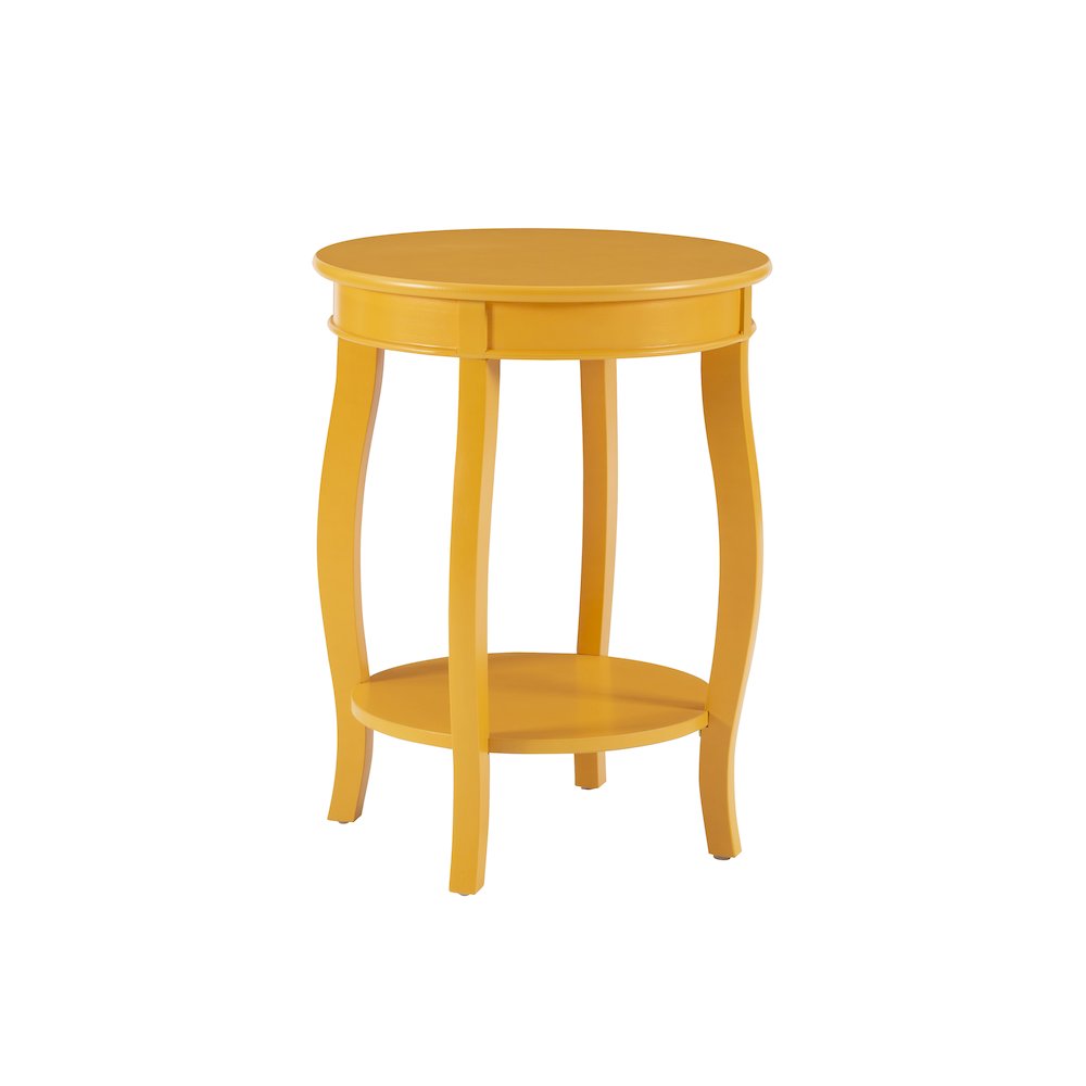 Yellow Round Table with Shelf