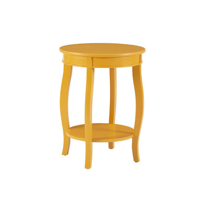 Yellow Round Table with Shelf