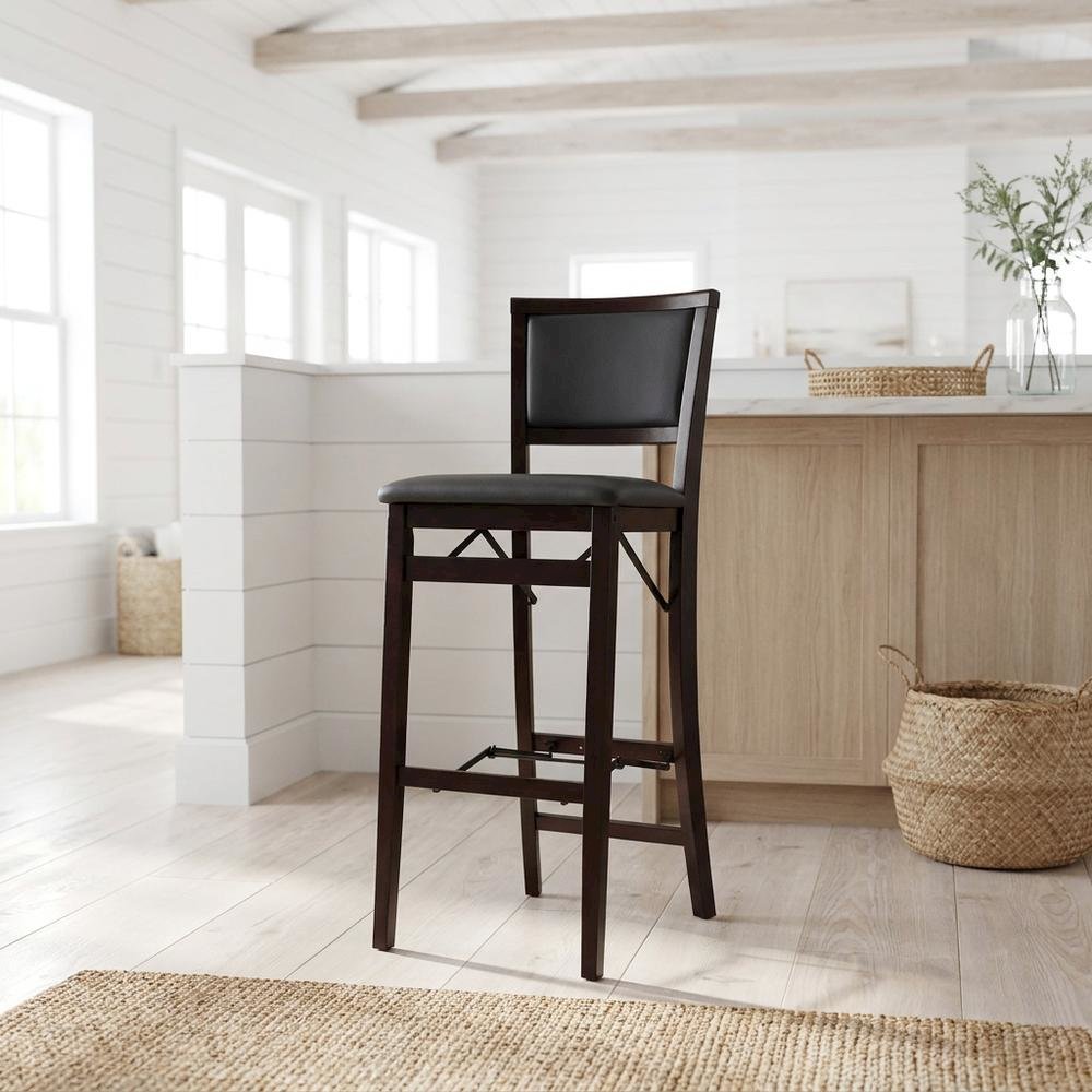 Merlot Bar Stool with Foldable Backrest and Cushioned Seat for Kitchen