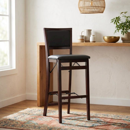 Merlot Bar Stool with Foldable Backrest and Cushioned Seat for Kitchen